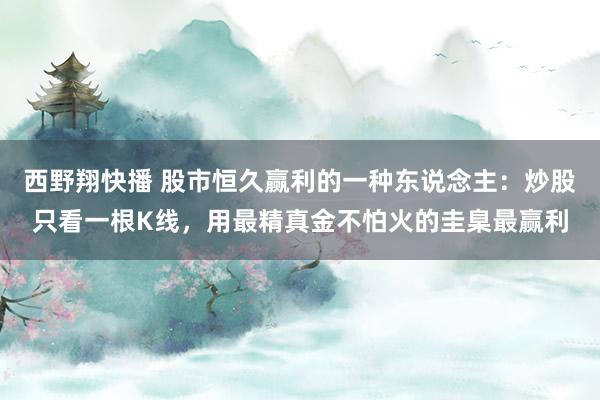 西野翔快播 股市恒久赢利的一种东说念主：炒股只看一根K线，用最精真金不怕火的圭臬最赢利