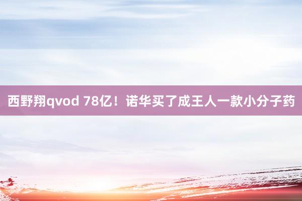 西野翔qvod 78亿！诺华买了成王人一款小分子药