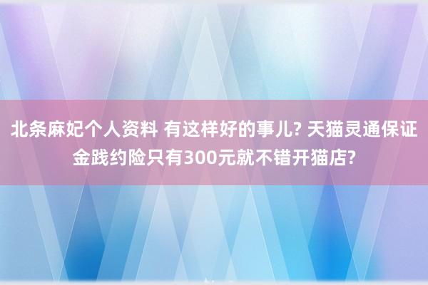 北条麻妃个人资料 有这样好的事儿? 天猫灵通保证金践约险只有300元就不错开猫店?