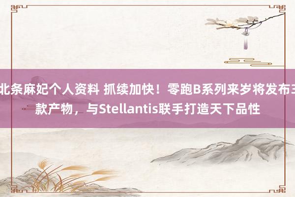 北条麻妃个人资料 抓续加快！零跑B系列来岁将发布3款产物，与Stellantis联手打造天下品性