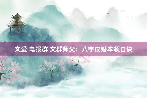 文爱 电报群 文群师父：八字成婚本领口诀