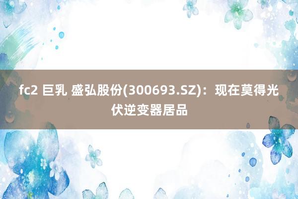 fc2 巨乳 盛弘股份(300693.SZ)：现在莫得光伏逆变器居品