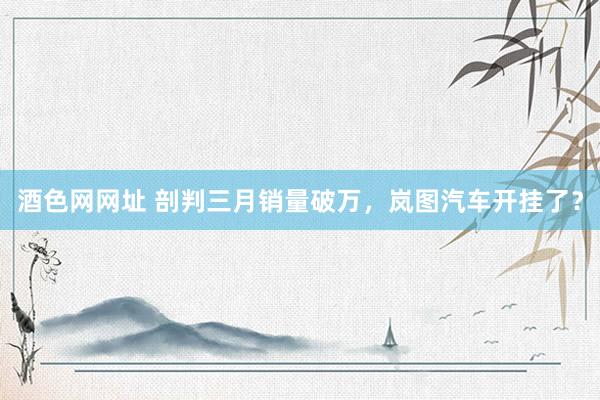 酒色网网址 剖判三月销量破万，岚图汽车开挂了？