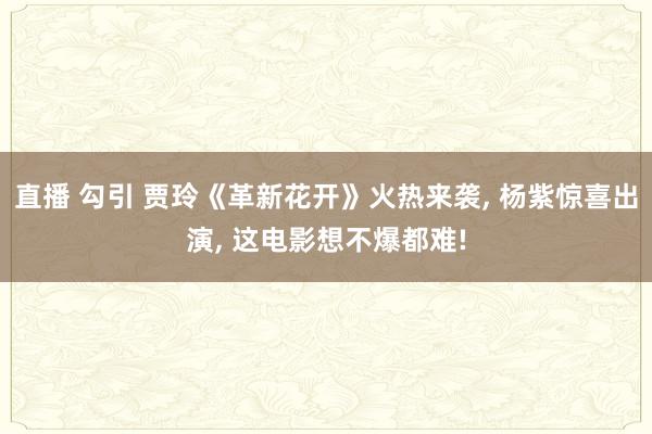 直播 勾引 贾玲《革新花开》火热来袭， 杨紫惊喜出演， 这电影想不爆都难!