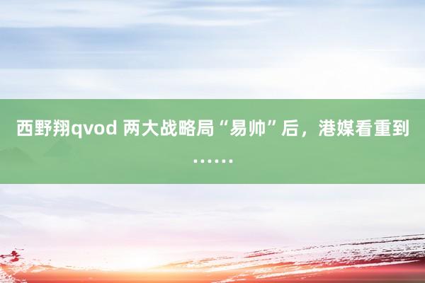 西野翔qvod 两大战略局“易帅”后，港媒看重到……
