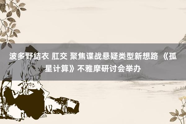 波多野结衣 肛交 聚焦谍战悬疑类型新想路 《孤星计算》不雅摩研讨会举办