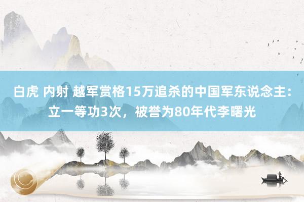 白虎 内射 越军赏格15万追杀的中国军东说念主：立一等功3次，被誉为80年代李曙光