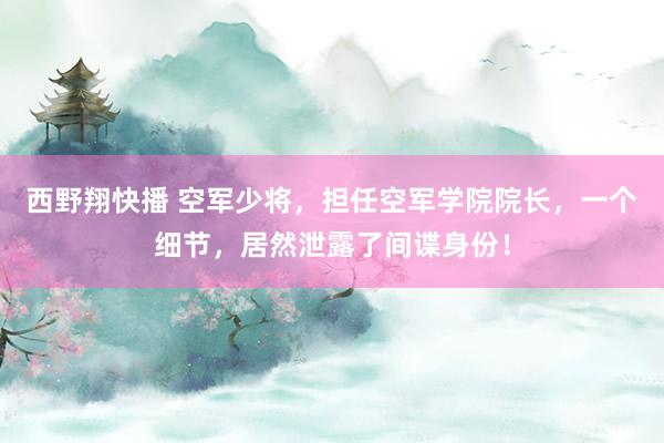 西野翔快播 空军少将，担任空军学院院长，一个细节，居然泄露了间谍身份！