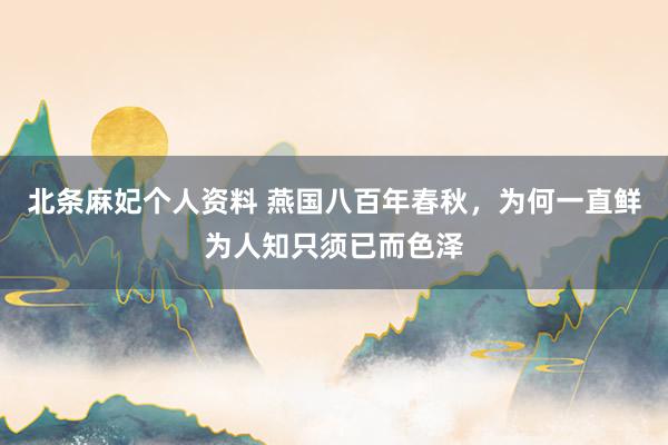 北条麻妃个人资料 燕国八百年春秋，为何一直鲜为人知只须已而色泽