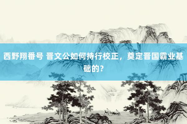 西野翔番号 晋文公如何持行校正，奠定晋国霸业基础的？