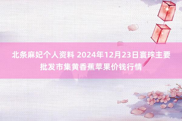 北条麻妃个人资料 2024年12月23日寰球主要批发市集黄香蕉苹果价钱行情