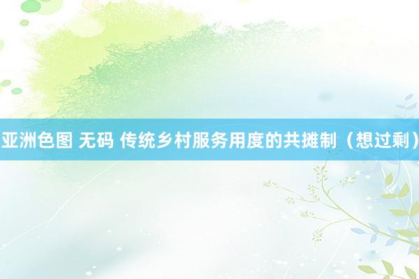亚洲色图 无码 传统乡村服务用度的共摊制（想过剩）