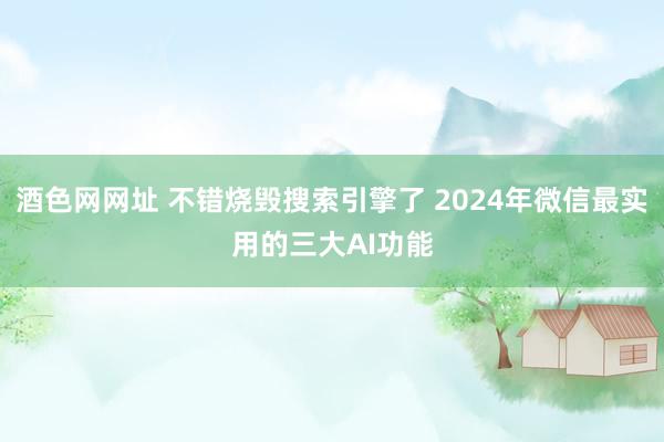 酒色网网址 不错烧毁搜索引擎了 2024年微信最实用的三大AI功能