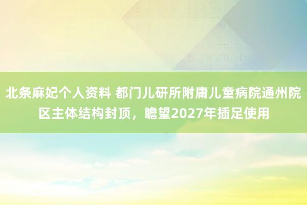 北条麻妃个人资料 都门儿研所附庸儿童病院通州院区主体结构封顶，瞻望2027年插足使用