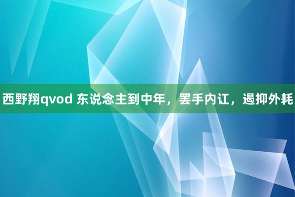 西野翔qvod 东说念主到中年，罢手内讧，遏抑外耗