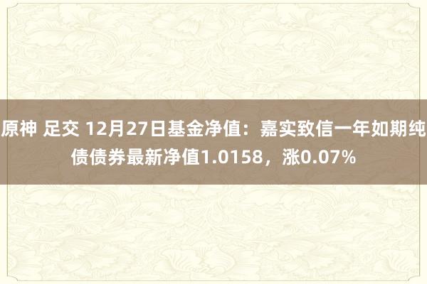 原神 足交 12月27日基金净值：嘉实致信一年如期纯债债券最新净值1.0158，涨0.07%