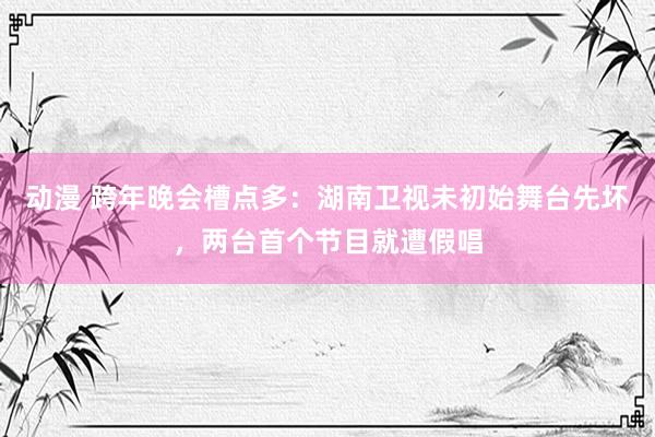 动漫 跨年晚会槽点多：湖南卫视未初始舞台先坏，两台首个节目就遭假唱