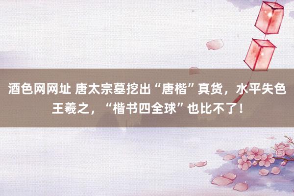 酒色网网址 唐太宗墓挖出“唐楷”真货，水平失色王羲之，“楷书四全球”也比不了！