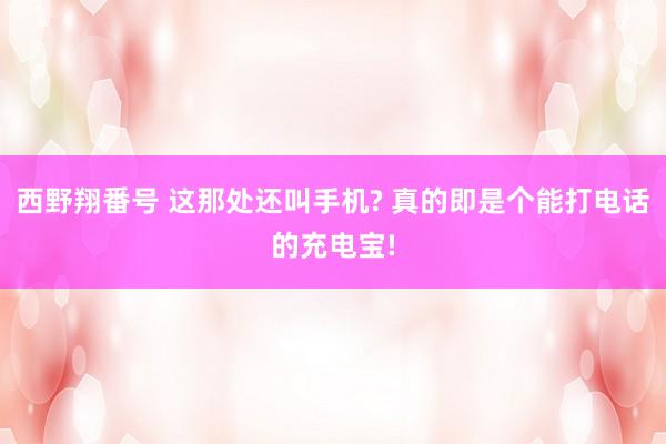 西野翔番号 这那处还叫手机? 真的即是个能打电话的充电宝!
