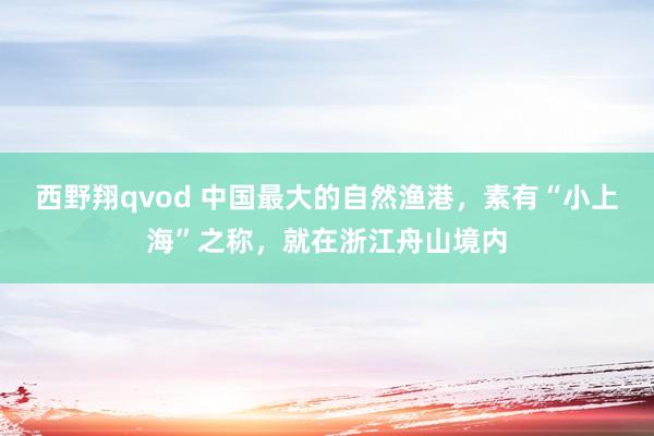 西野翔qvod 中国最大的自然渔港，素有“小上海”之称，就在浙江舟山境内