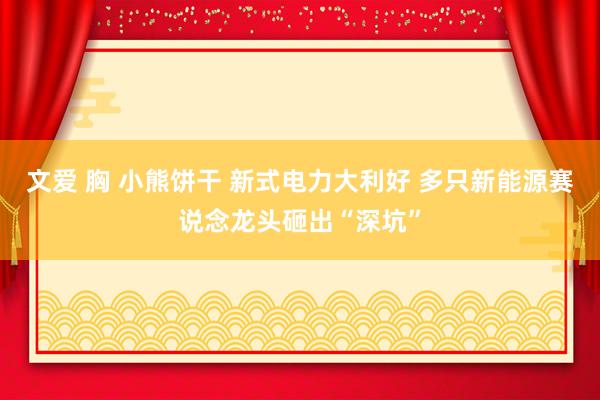 文爱 胸 小熊饼干 新式电力大利好 多只新能源赛说念龙头砸出“深坑”