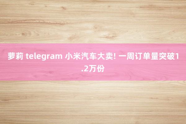 萝莉 telegram 小米汽车大卖! 一周订单量突破1.2万份