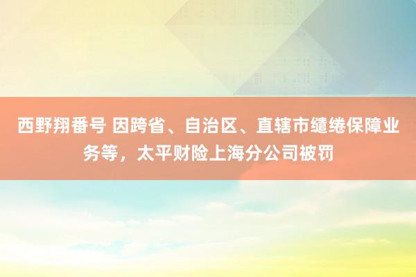 西野翔番号 因跨省、自治区、直辖市缱绻保障业务等，太平财险上海分公司被罚