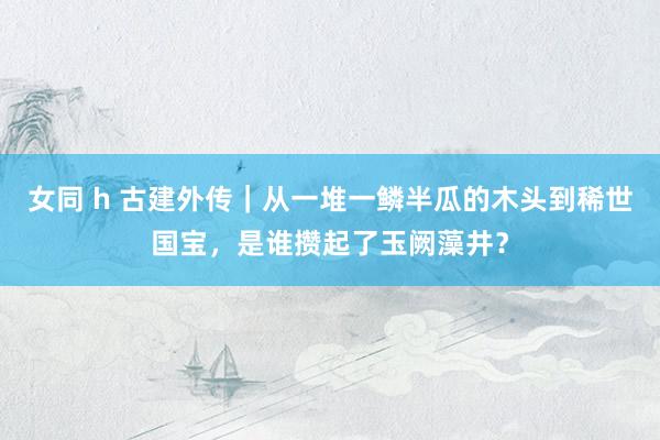 女同 h 古建外传｜从一堆一鳞半瓜的木头到稀世国宝，是谁攒起了玉阙藻井？