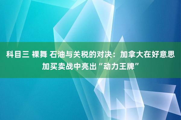 科目三 裸舞 石油与关税的对决：加拿大在好意思加买卖战中亮出“动力王牌”