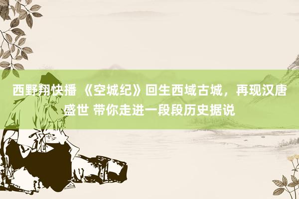 西野翔快播 《空城纪》回生西域古城，再现汉唐盛世 带你走进一段段历史据说