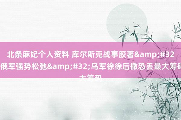 北条麻妃个人资料 库尔斯克战事胶著&#32;俄军强势松弛&#32;乌军徐徐后撤恐丢最大筹码