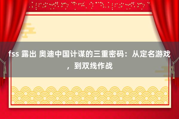 fss 露出 奥迪中国计谋的三重密码：从定名游戏，到双线作战