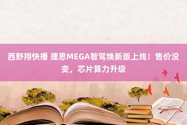 西野翔快播 理思MEGA智驾焕新版上线！售价没变，芯片算力升级
