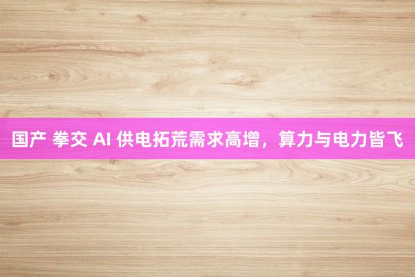 国产 拳交 AI 供电拓荒需求高增，算力与电力皆飞