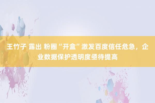 王竹子 露出 粉圈“开盒”激发百度信任危急，企业数据保护透明度亟待提高