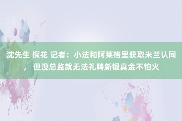 沈先生 探花 记者：小法和阿莱格里获取米兰认同， 但没总监就无法礼聘新锻真金不怕火