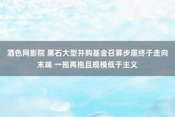 酒色网影院 黑石大型并购基金召募步履终于走向末端 一拖再拖且规模低于主义