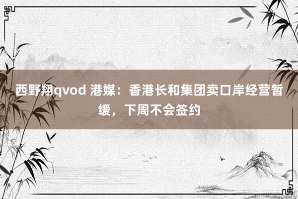 西野翔qvod 港媒：香港长和集团卖口岸经营暂缓，下周不会签约