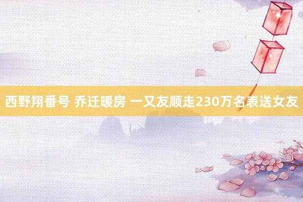西野翔番号 乔迁暖房 一又友顺走230万名表送女友