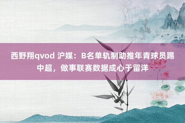 西野翔qvod 沪媒：B名单轨制助推年青球员踢中超，做事联赛数据成心于留洋