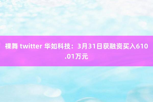 裸舞 twitter 华如科技：3月31日获融资买入610.01万元