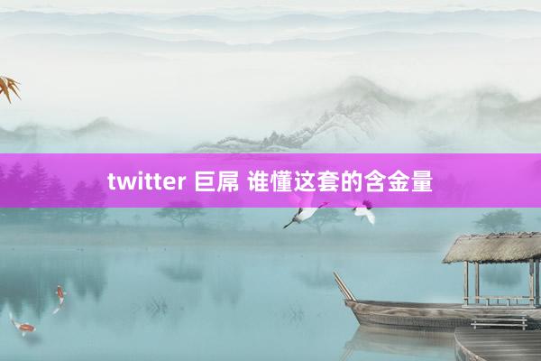 twitter 巨屌 谁懂这套的含金量