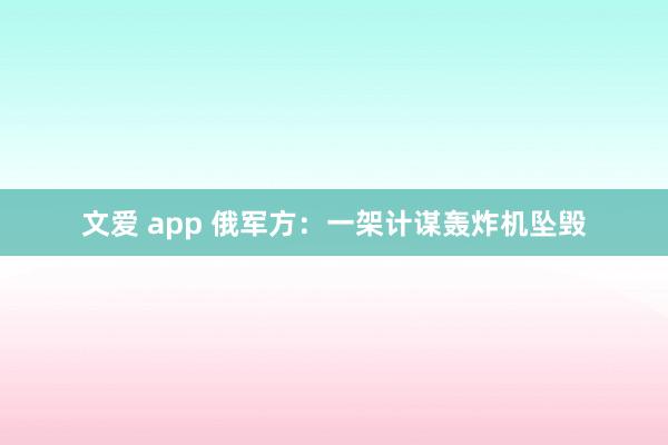 文爱 app 俄军方:一架计谋轰炸机坠毁