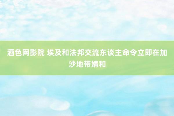 酒色网影院 埃及和法邦交流东谈主命令立即在加沙地带媾和