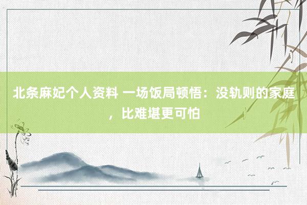 北条麻妃个人资料 一场饭局顿悟：没轨则的家庭，比难堪更可怕