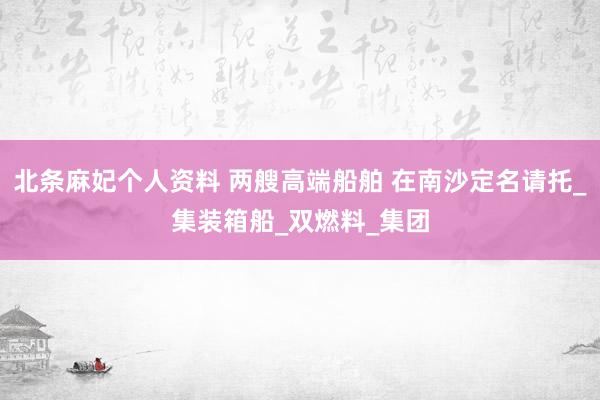 北条麻妃个人资料 两艘高端船舶 在南沙定名请托_集装箱船_双燃料_集团