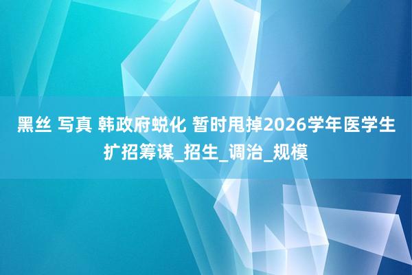 黑丝 写真 韩政府蜕化 暂时甩掉2026学年医学生扩招筹谋_招生_调治_规模