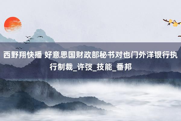 西野翔快播 好意思国财政部秘书对也门外洋银行执行制裁_许弢_技能_番邦