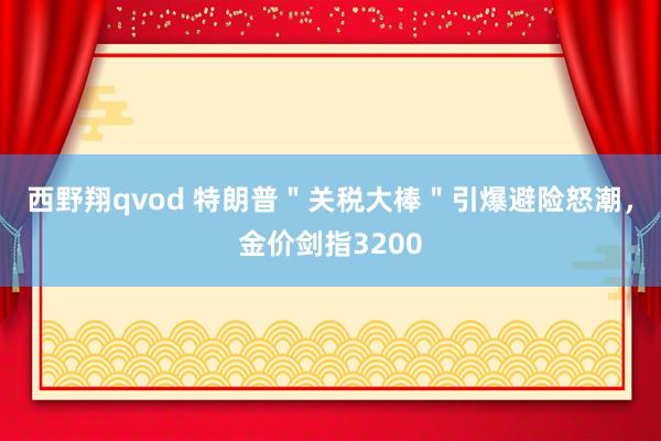 西野翔qvod 特朗普＂关税大棒＂引爆避险怒潮，金价剑指3200