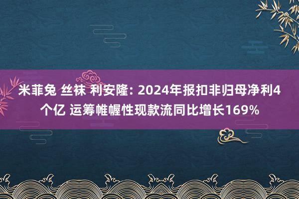 米菲兔 丝袜 利安隆: 2024年报扣非归母净利4个亿 运筹帷幄性现款流同比增长169%